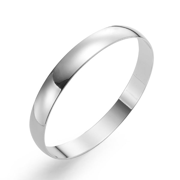 925 Sterling Silver Plated 10mm Plain Bangle - USA Made-0